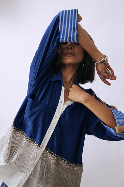 Deep Indigo Cascade Shirt Co-ord Set
