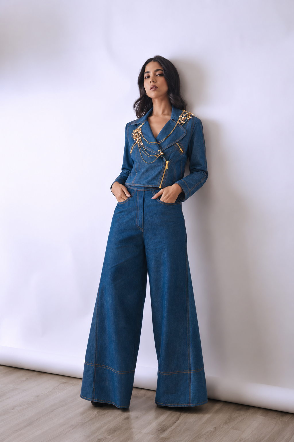 Chain Drape Denim Jacket