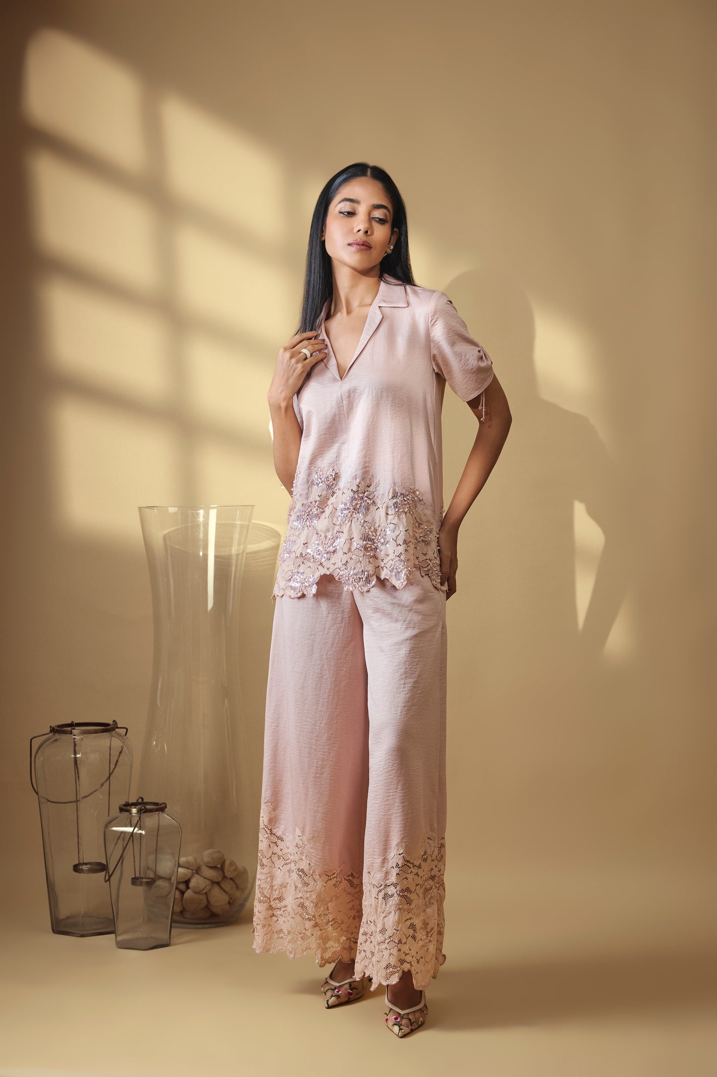 Celestine Lace Satin Co-ord Set