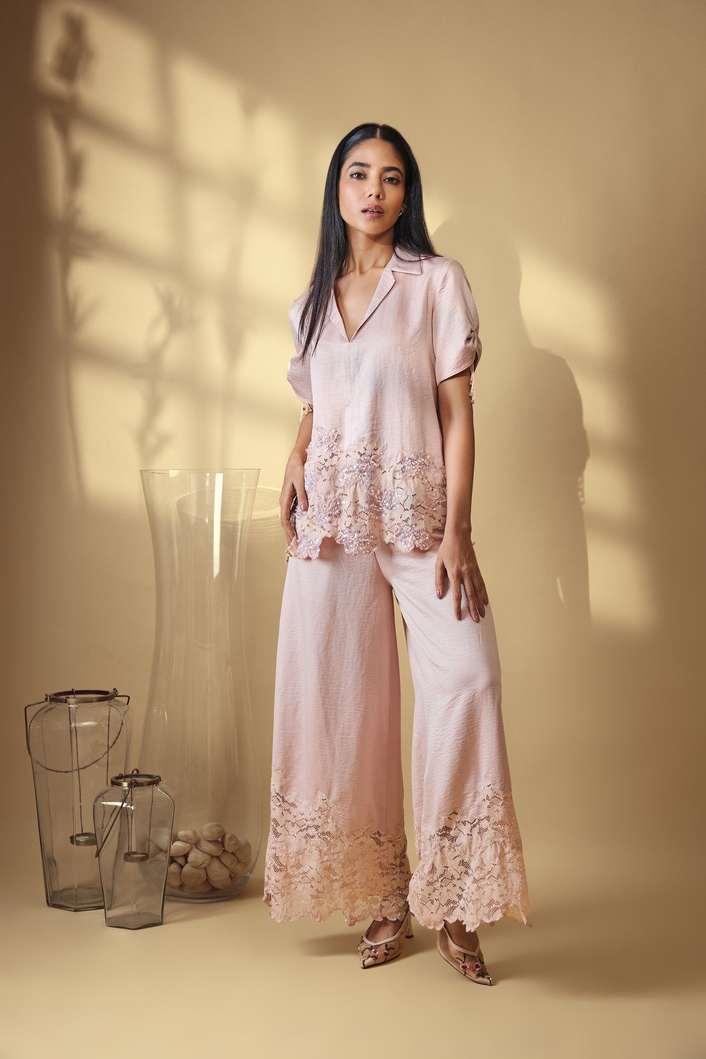 Celestine Lace Satin Co-ord Set