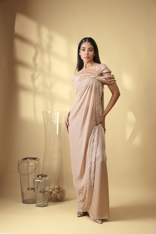 Celeste Embroidered Drape Dress