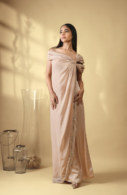 Celeste Embroidered Drape Dress