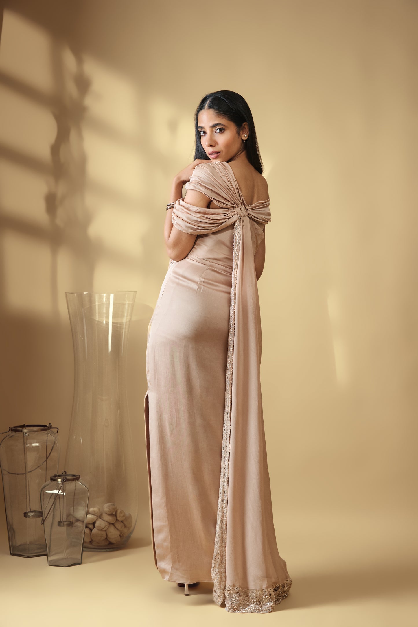 Celeste Embroidered Drape Dress