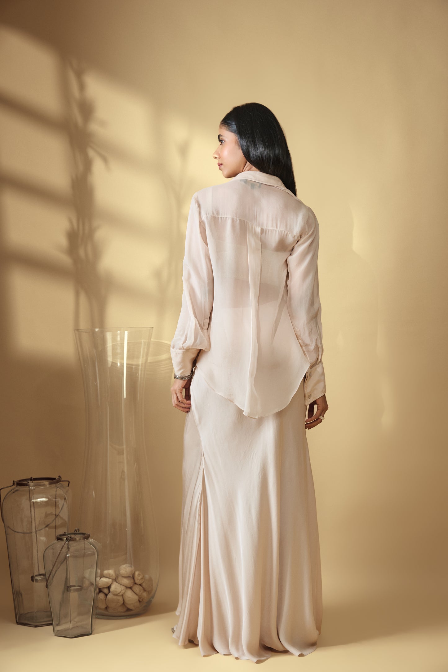 Ivory Bloom Satin Co-Ord Set