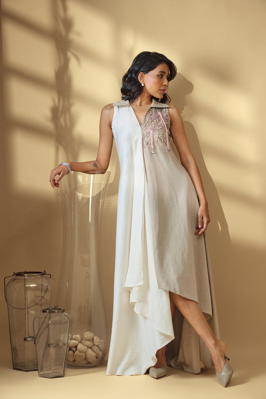 Ivory Dusk Draped Dress