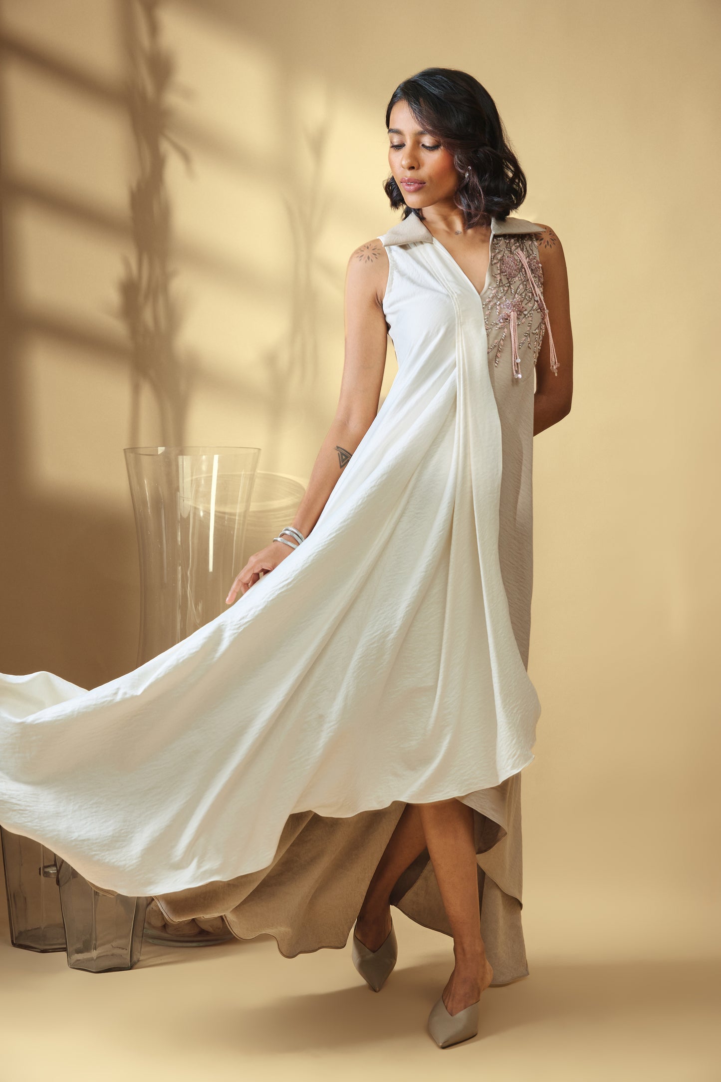 Ivory Dusk Draped Dress