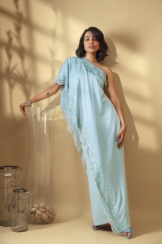 Aurelia Mint Satin Jumpsuit