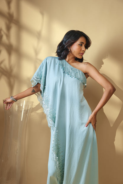 Aurelia Mint Satin Jumpsuit