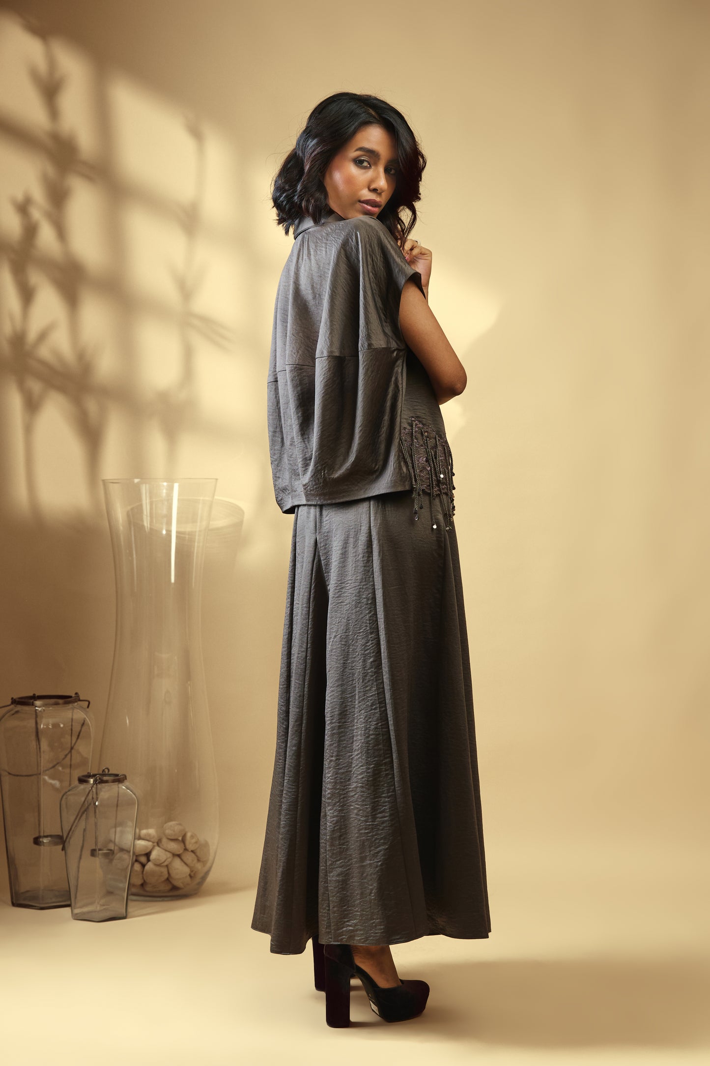 Noir Cascade Skirt Set