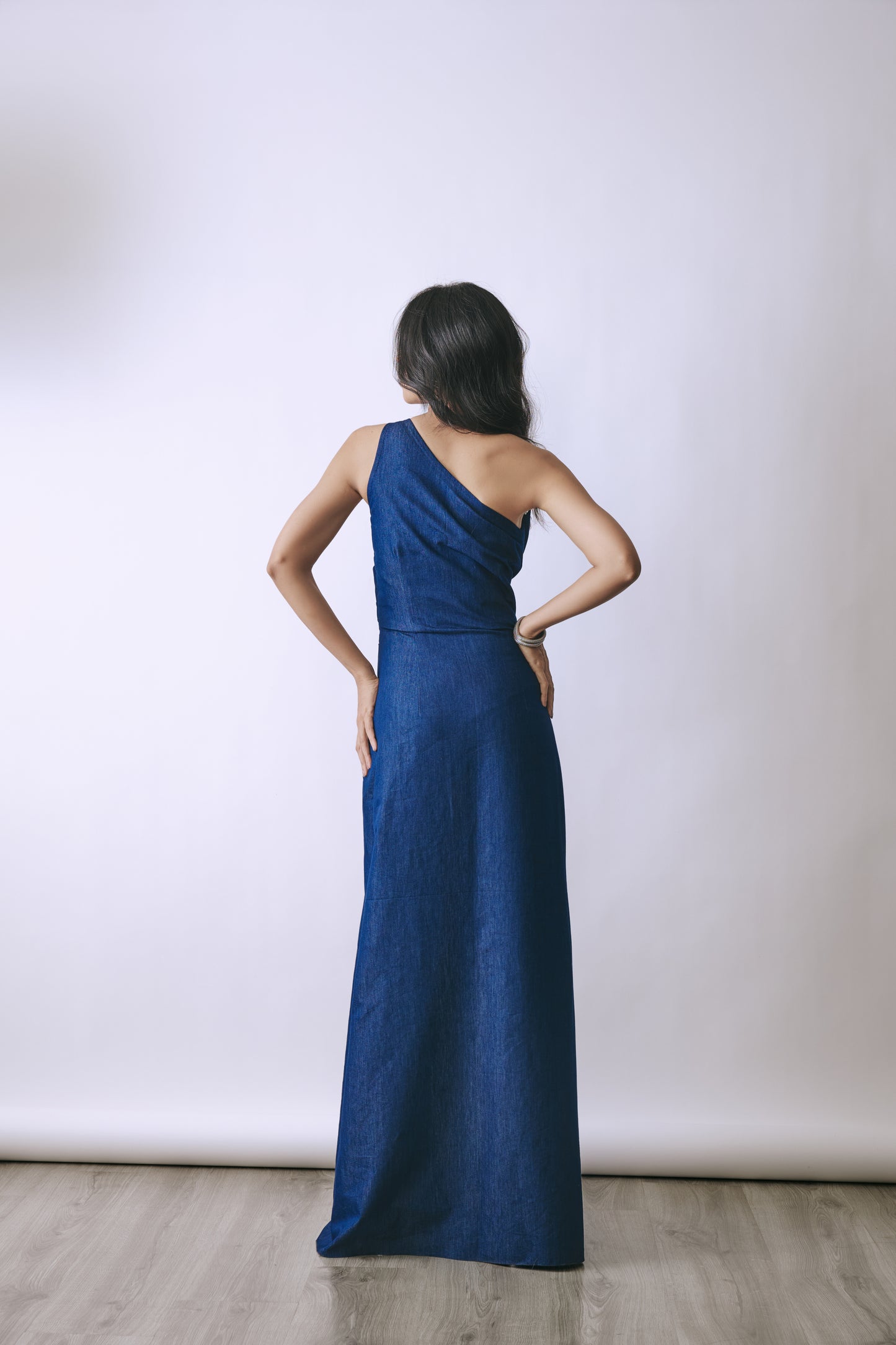 Lunar Veil Denim Gown