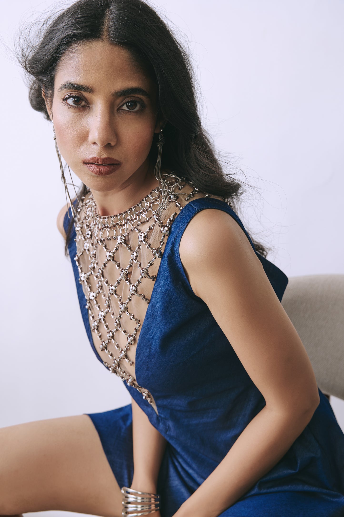 Midnight Lattice Mini Dress