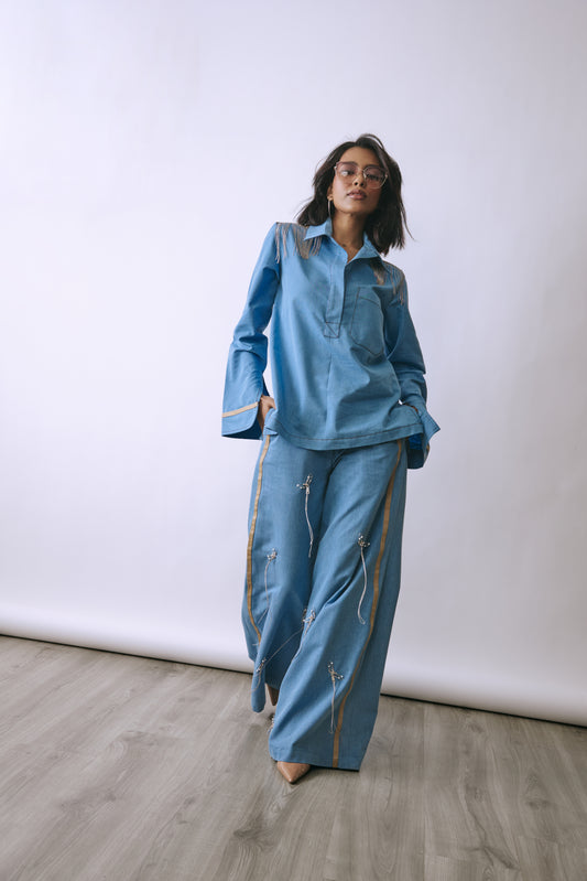 Blue Alloy Co-Ord Set