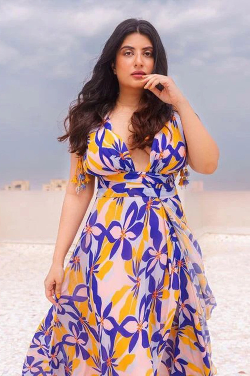 Kinjal Bhanushali and Trishala Sikka in Printed Dress