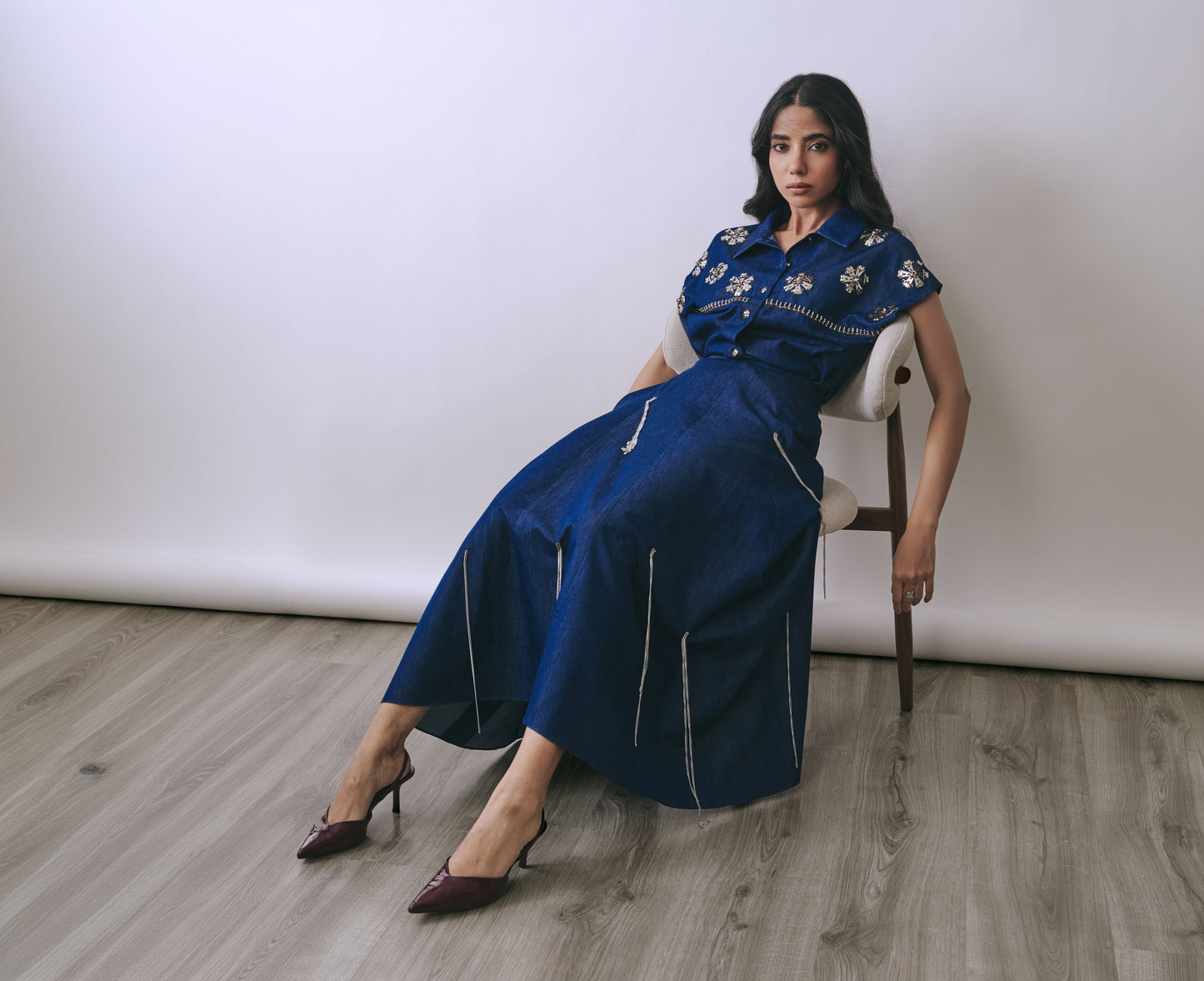 Hooked in Indigo Skirt Set