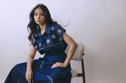 Hooked in Indigo Skirt Set
