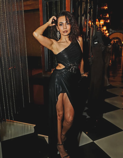 Meghna Kaushik in Sculpted Midnight Gown