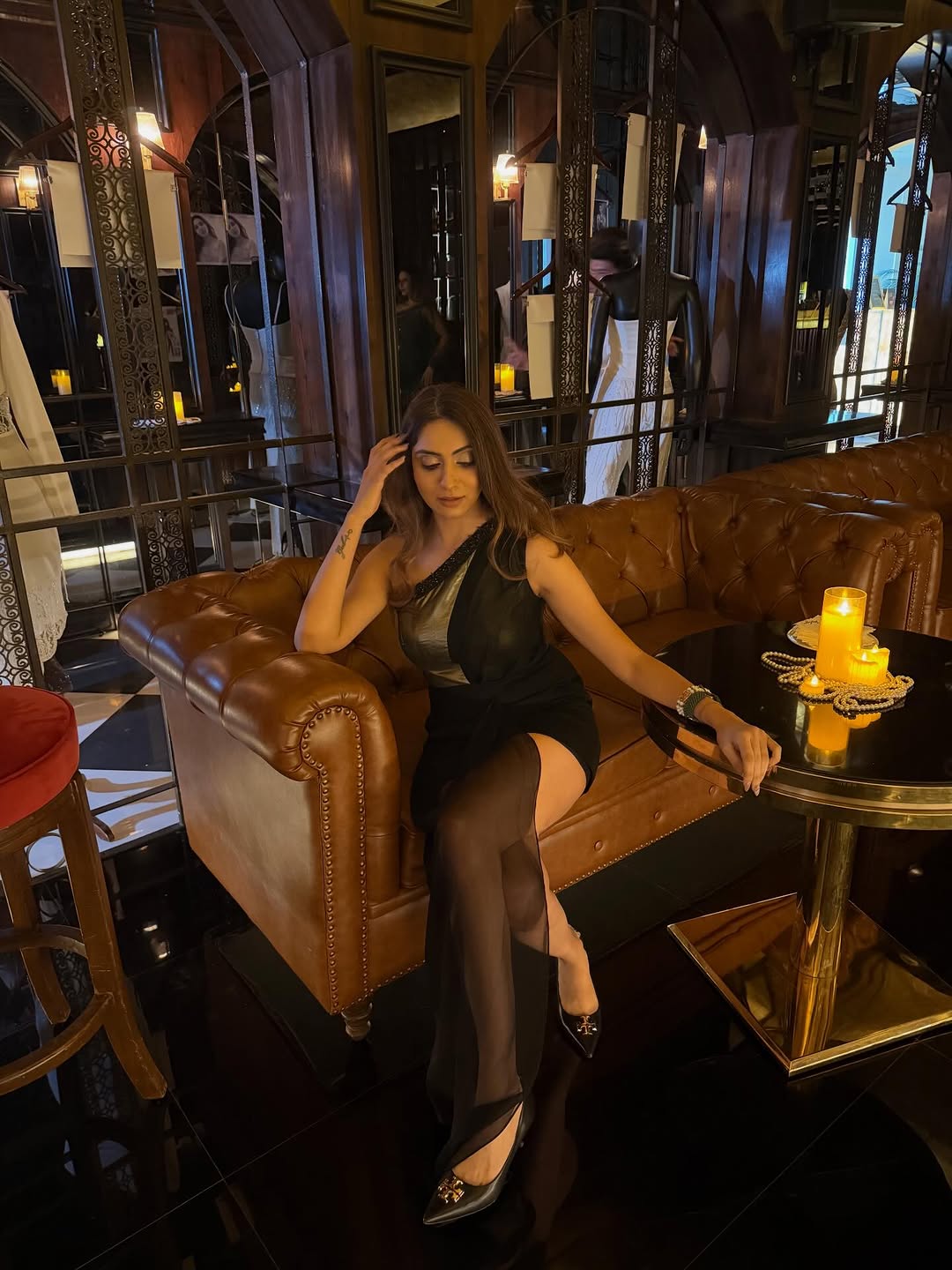 Priyanka Ramsey in Copper Veil Embellished Dress