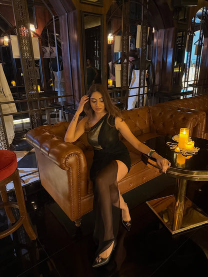 Priyanka Ramsey in Copper Veil Embellished Dress