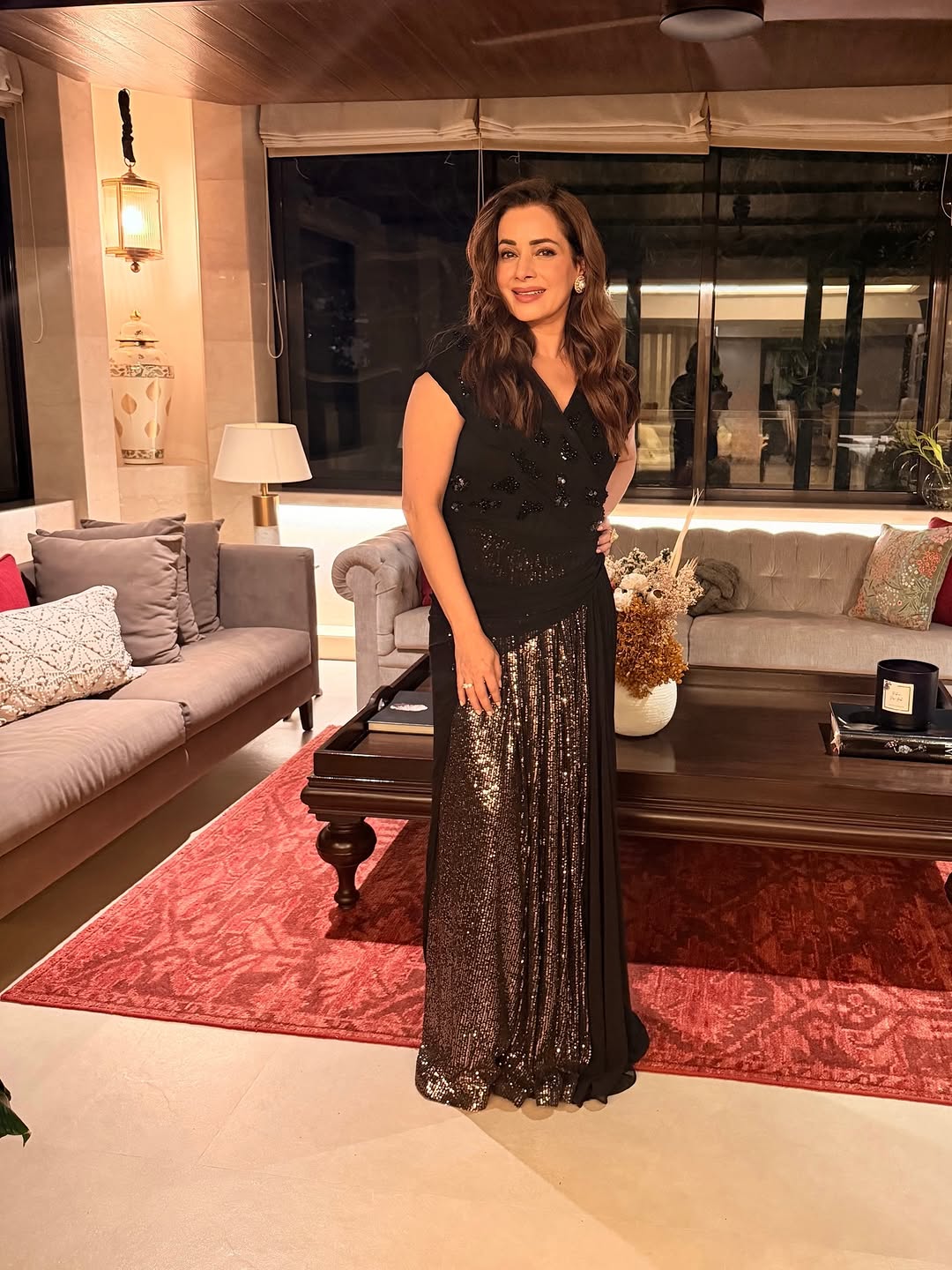 Neelam Kothari in Eclipse Shimmer Drape Gown