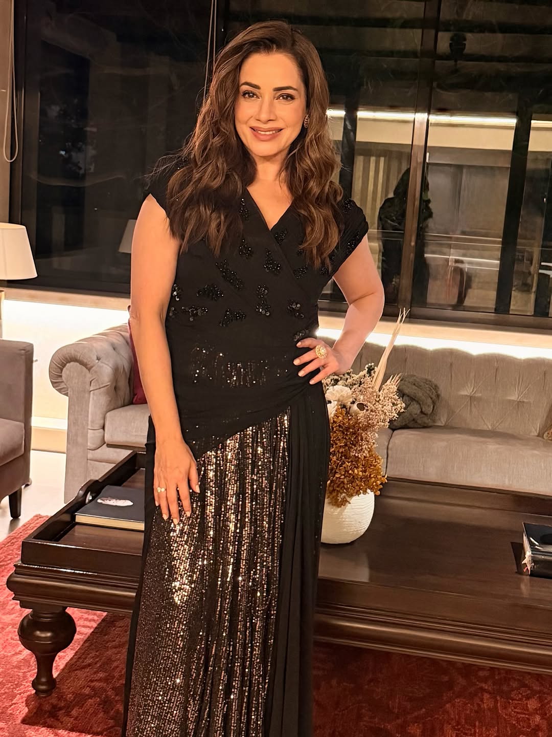 Neelam Kothari in Eclipse Shimmer Drape Gown