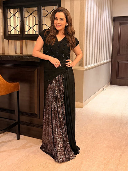 Neelam Kothari in Eclipse Shimmer Drape Gown