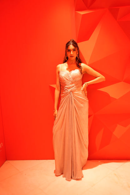 PRIYANKA RAMSEY IN IVORY RADIANCE CAPE DRESS