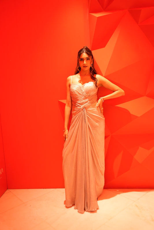 PRIYANKA RAMSEY IN IVORY RADIANCE CAPE DRESS