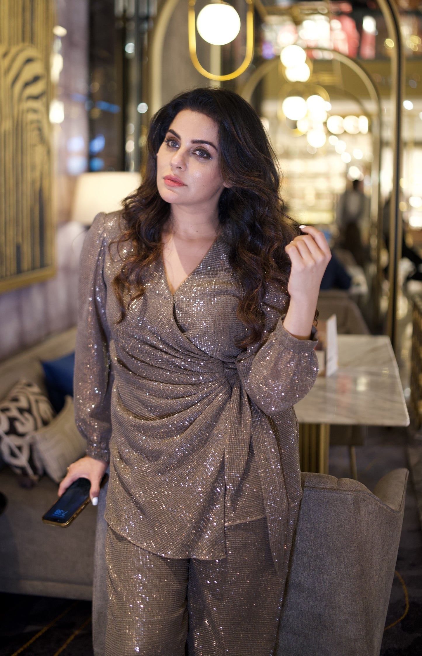SARA ARFEEN KHAN IN BRONZE RADIANCE CO-ORD SET