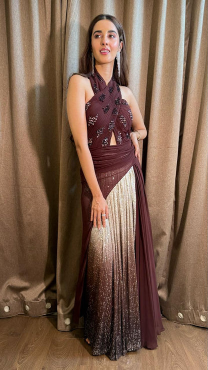 Simrat Kaur Randhawa in Noir Rose Ombre Gown
