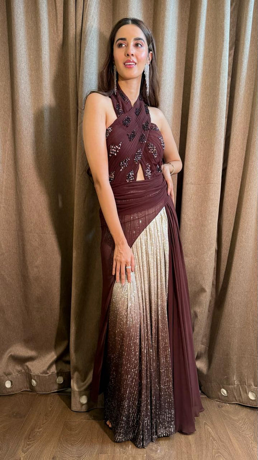 Simrat Kaur Randhawa in Noir Rose Ombre Gown