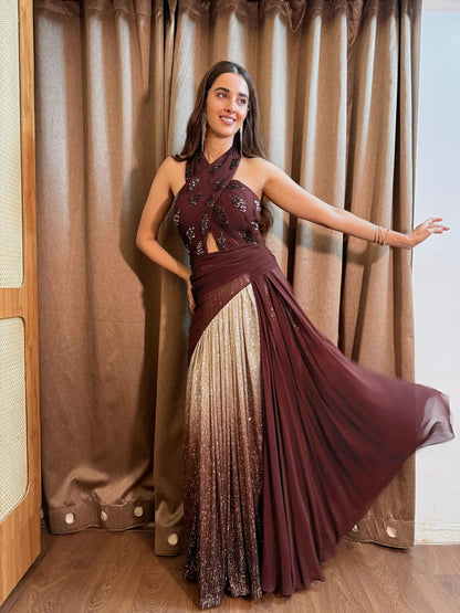 Simrat Kaur Randhawa in Noir Rose Ombre Gown