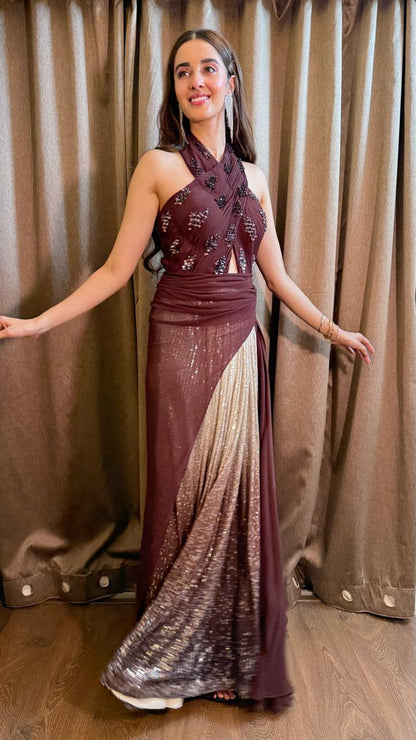 Simrat Kaur Randhawa in Noir Rose Ombre Gown