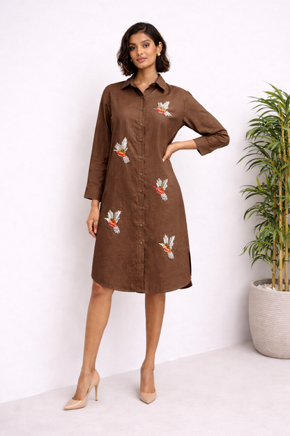 Ember Bird Embroidered Shirt Dress