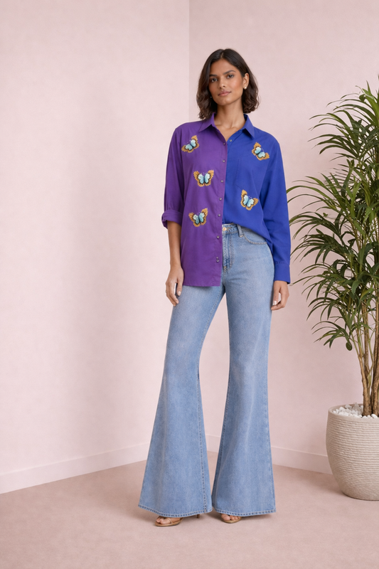 Azure Flutter Embroidered Shirt