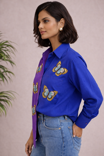 Azure Flutter Embroidered Shirt