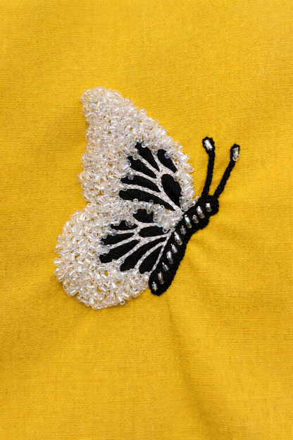 Mustard Bloom Embroidered Shirt