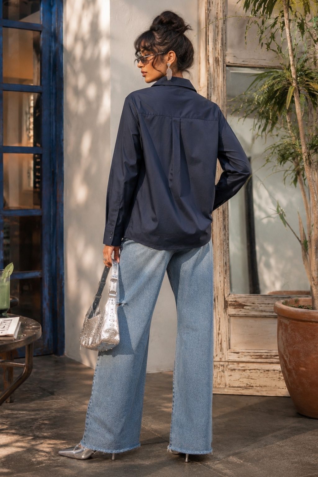 Midnight blue cotton shirt