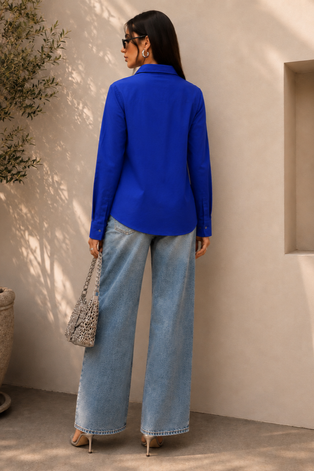 Royal blue cotton shirt