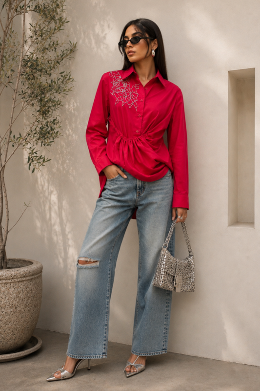 Red cotton shirt