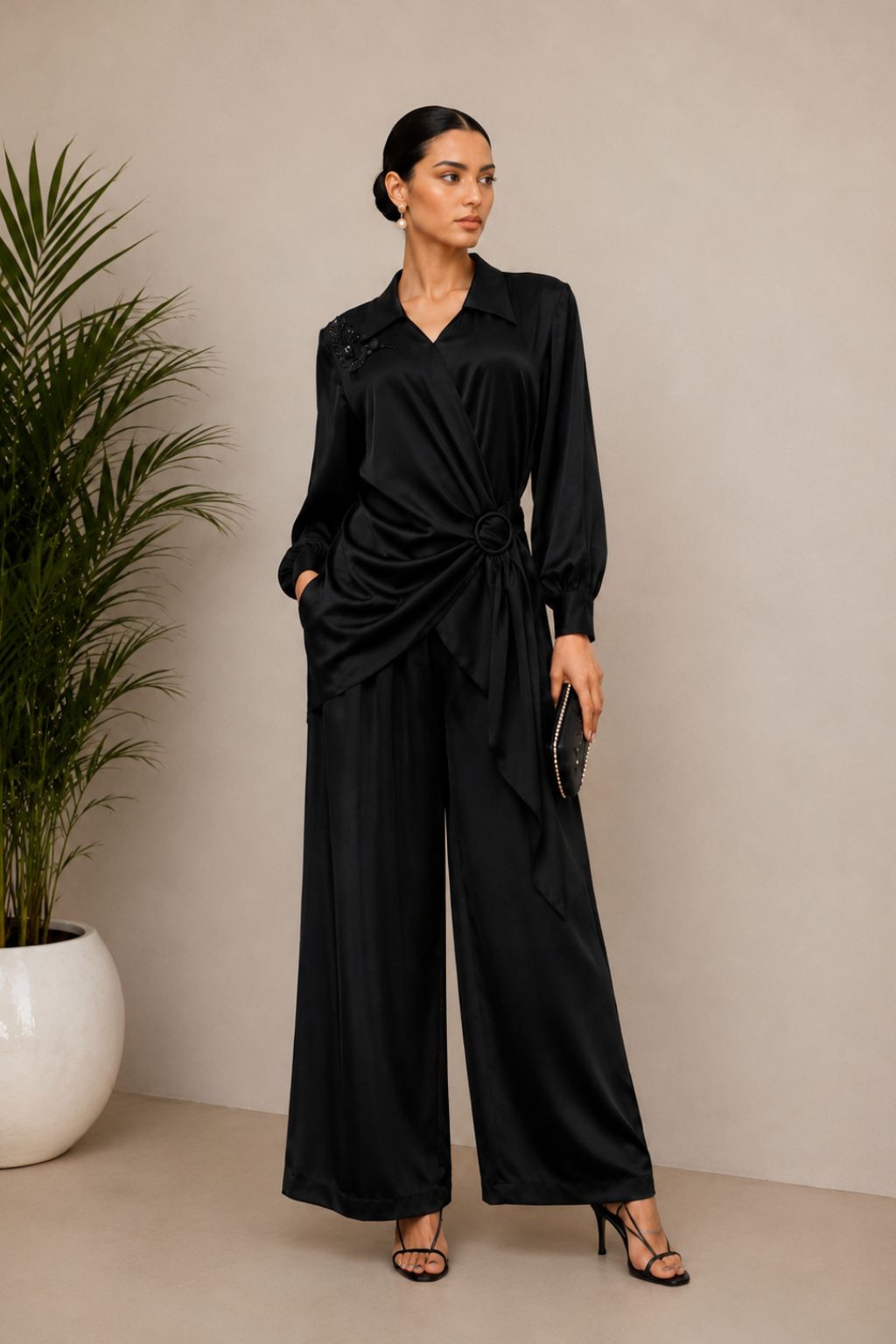 Black Knot Draped Co-ord.