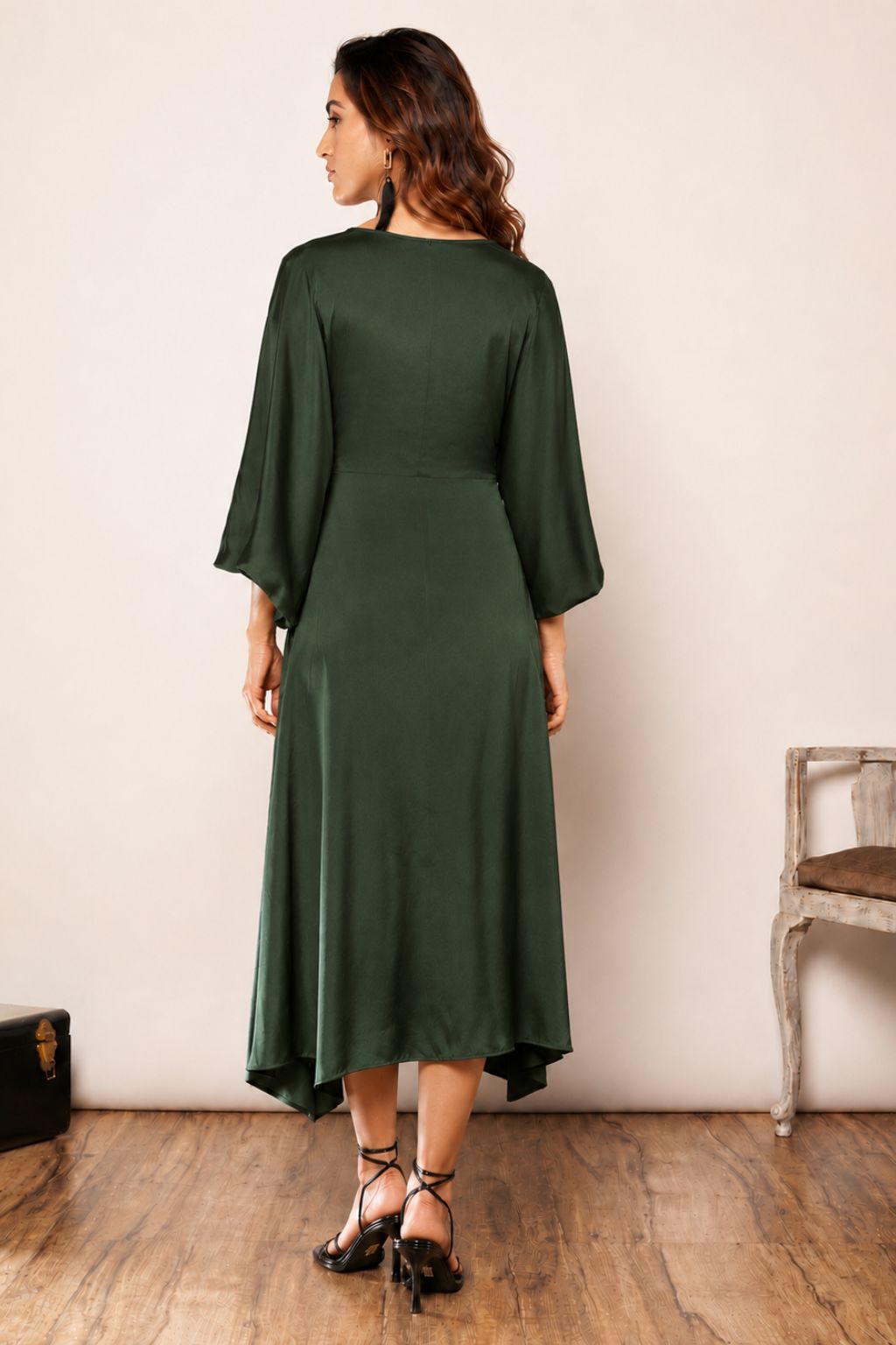 Emerald Draped Dress.