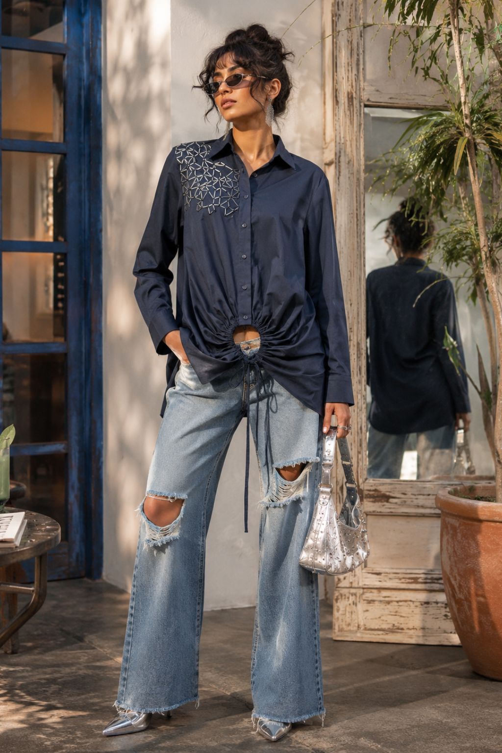 Midnight blue cotton shirt