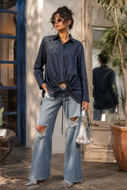 Midnight blue cotton shirt