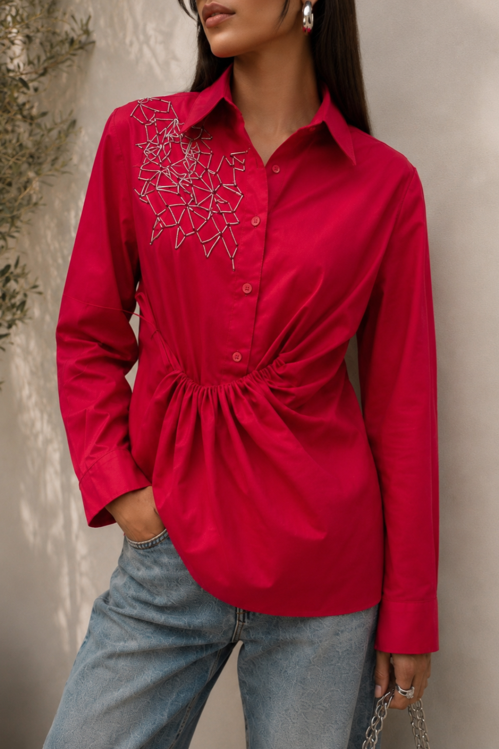 Red cotton shirt