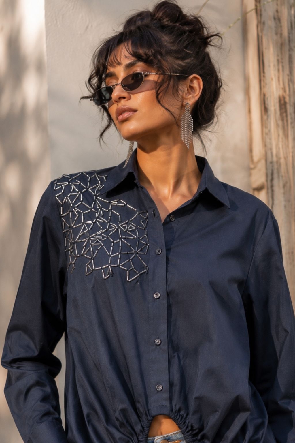 Midnight blue cotton shirt