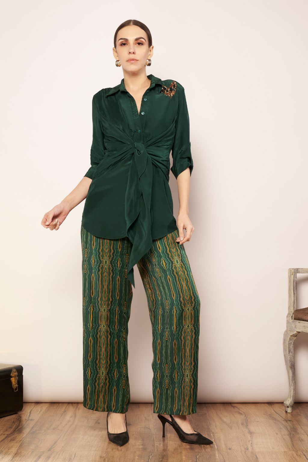 Deep Emerald satin top