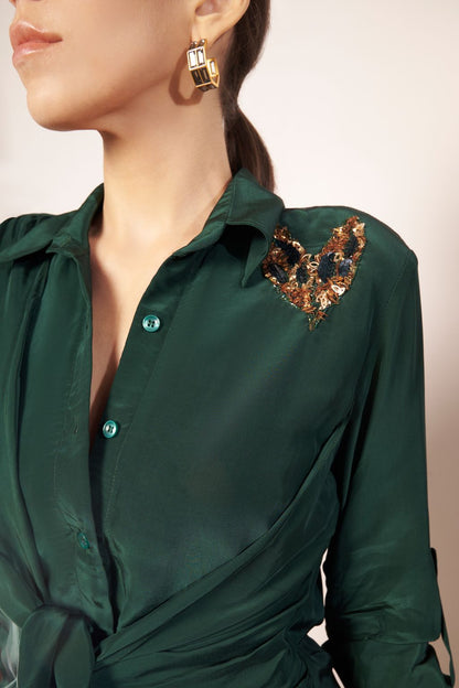 Deep Emerald satin top
