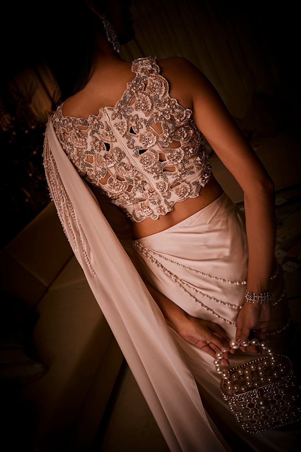 Ivory Pre-Draped Saree