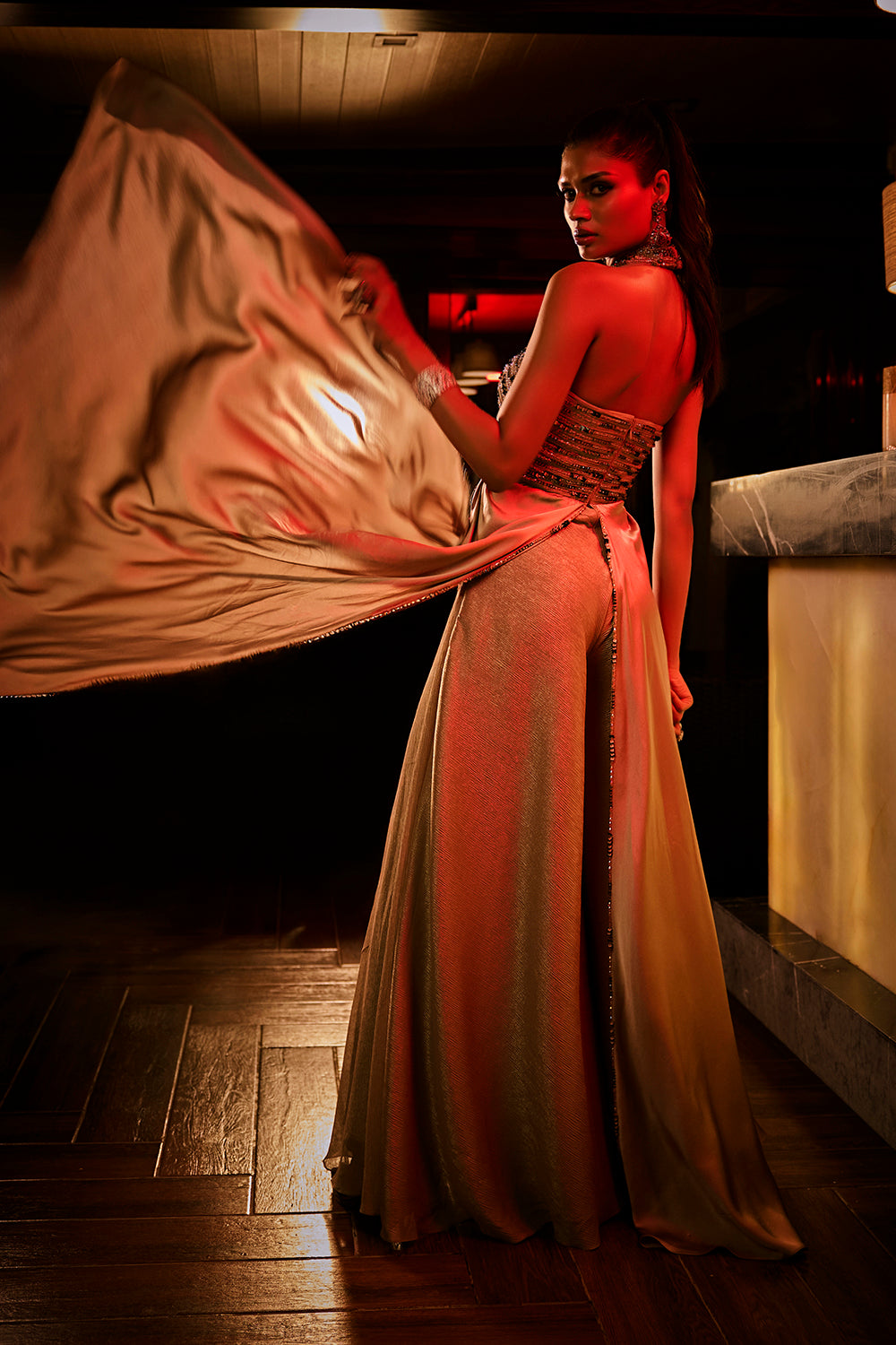 Taupe Crushed Fabric Jumpsuit