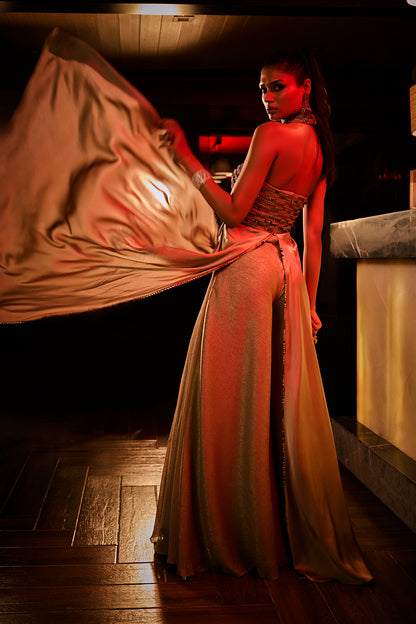 Taupe Crushed Fabric Jumpsuit